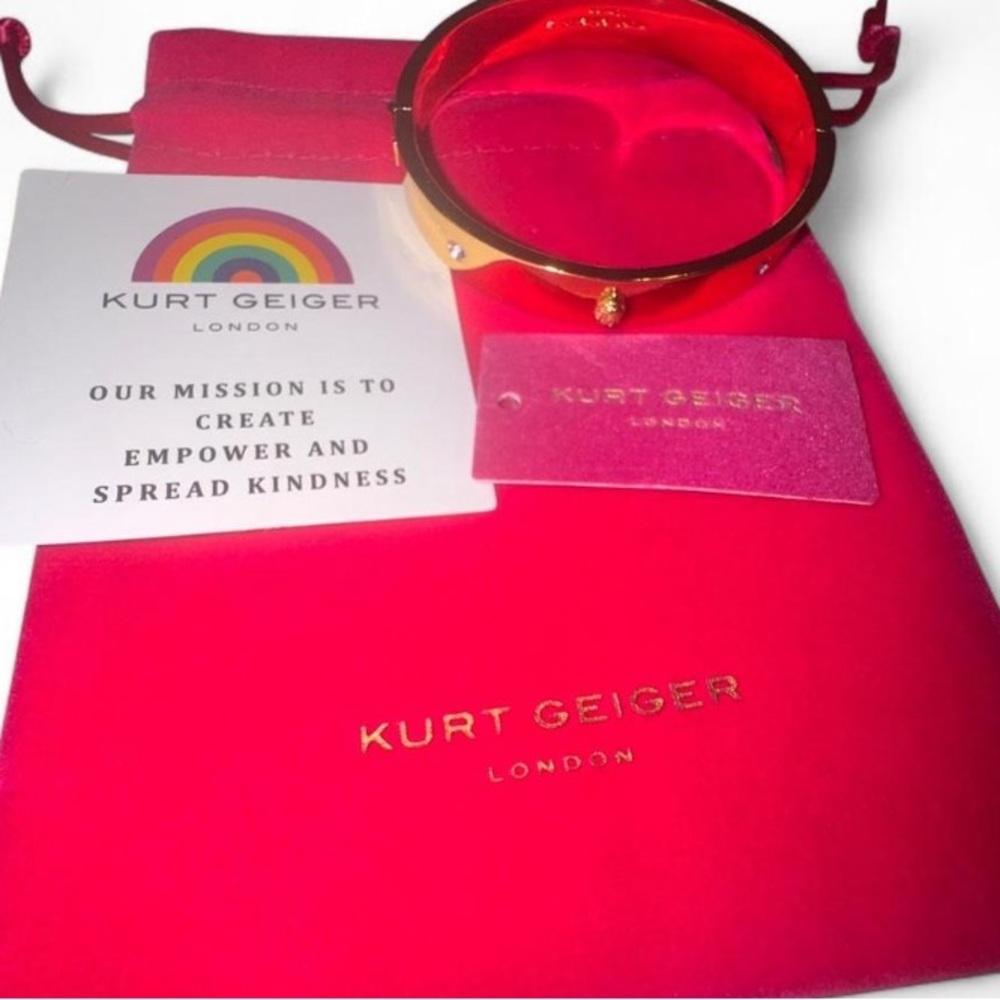 NWT Kurt Geiger London Gold Eagle Crystal Hinged Bangle Designer Statement - Picture 3 of 8